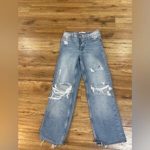 Zara Light Blue Distressed Boyfriend Jeans